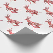 Red Foil Reindeer Geschenkpapier (Ecke)