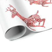 Red Foil Reindeer Geschenkpapier (Rolleneckpunkt)