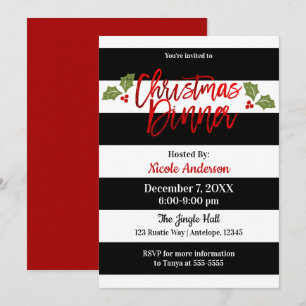 Red Foil Shine Chic Modern Script Weihnachtsessen Einladung