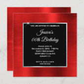 Red Foil Silver und Black Birthday Einladung (Vorne/Hinten)