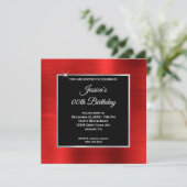 Red Foil Silver und Black Birthday Einladung (Stehend Vorderseite)