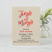 Red Foil Sleek Shine Modern Jingle & Mingle Party Einladung (Stehend Vorderseite)