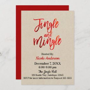 Red Foil Sleek Shine Modern Jingle & Mingle Party Einladung