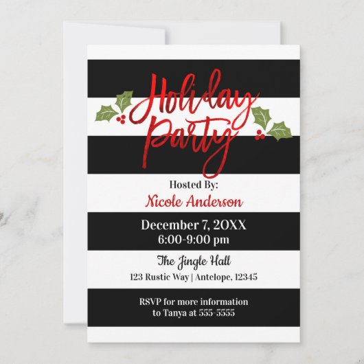Red Foil Sleek Shine Modern Script Holiday Party Einladung (Vorderseite)