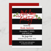 Red Foil Sleek Shine Modern Script Holiday Party Einladung (Vorne/Hinten)