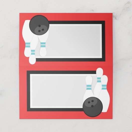 Red Folding Bowling Label oder Platzkarten (Außenseite Aufgefaltet)