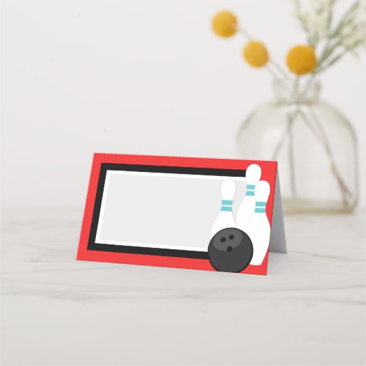 Red Folding Bowling Label oder Platzkarten (Rückseite)