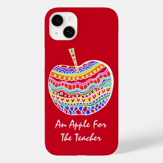 Red Folk Art Apple Lehrer Case-Mate iPhone Hülle (Rückseite)