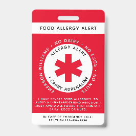 Red Food Allergy Alert Child ID Ausweis