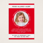 Red Food Allergy Alert Foto Koch Card (Vorderseite)