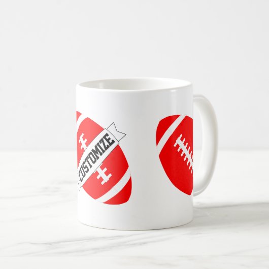 Red Football Coach oder Fan Custom Team Name Tasse (VorderseiteRechts)