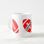 Red Football Coach oder Fan Custom Team Name Tasse (Vorderseite Links)