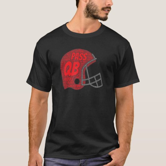 Red Football Helmet for QB  Quarterback Player T-Shirt (Vorderseite)