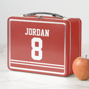 Red Football Jersey mit Individuelle Name und Anza Metall Brotdose