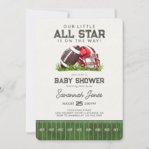 Red Football Little All Star Baller Baby Dusche Einladung