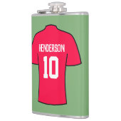 Red Football Shirt mit Name und Nummer Flachmann (Links)