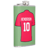 Red Football Shirt mit Name und Nummer Flachmann (Rechts)