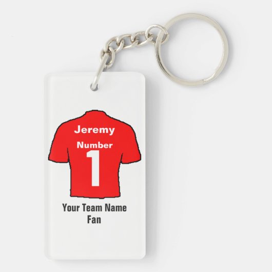 Red Football Shirt Name und Mannschaft wählen Schlüsselanhänger (Rückseite)