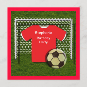 Red Football Theme Boys Geburtstagsparty Einladung