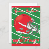 Red Football Themed Party Einladung - Editable (Vorne/Hinten)