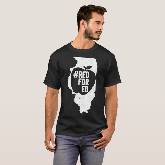 Red For Ed Illinois State Apple Teacher RedforEd T-Shirt (Vorne ganz)