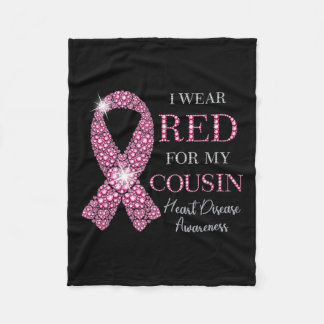 Red for My Cousin Red Ribbon Heart Disease Aw Fleecedecke