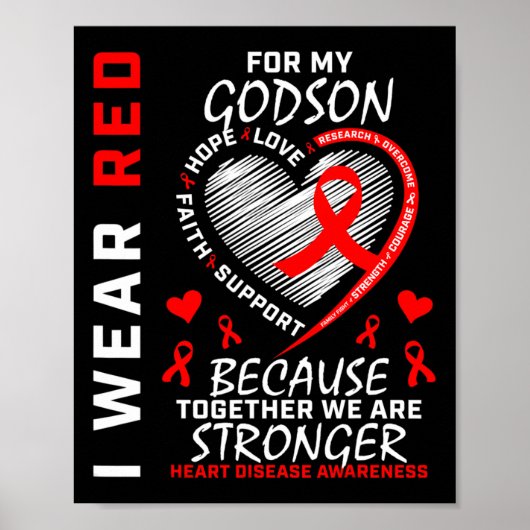 Red for My Godson Heart Disease Awareness Rib Poster (Vorne)