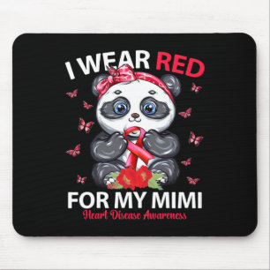 Red for My Mimi Heart Disease Awareness Panda Mousepad
