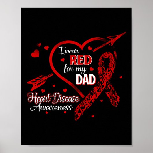 Red for My Vater Heart Disease Red Ribbon Aware Poster (Vorne)