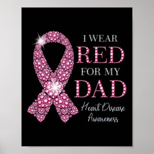 Red for My Vater Red Ribbon Heart Disease Aware Poster