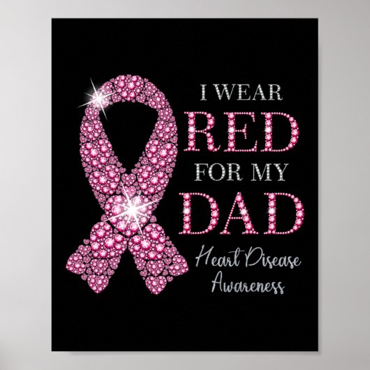 Red for My Vater Red Ribbon Heart Disease Aware Poster (Vorne)