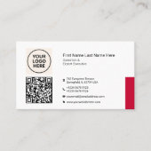 Red Formal QR Beruflich Modernes Unternehmen Visitenkarte (Vorderseite)