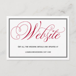 Red Formal Script Wedding Website Card Begleitkarte