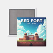 Red Fort Dehli India Travel Souvenir Magnet (Vorderseite/Rückseite)