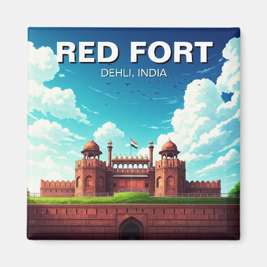 Red Fort Dehli India Travel Souvenir Magnet (Vorne)