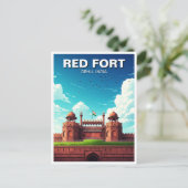 Red Fort Dehli India Travel Souvenir Postkarte (Stehend Vorderseite)