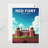 Red Fort Dehli India Travel Souvenir Postkarte (Vorne/Hinten)
