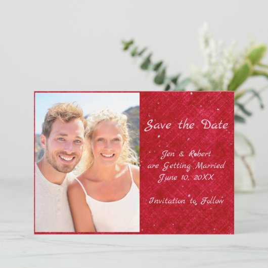 Red Foto Cameo Set Save the Date (Stehend Vorderseite)