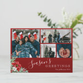 Red Foto Collage Jahreszeit Grüße Weihnachten (Stehend Vorderseite)