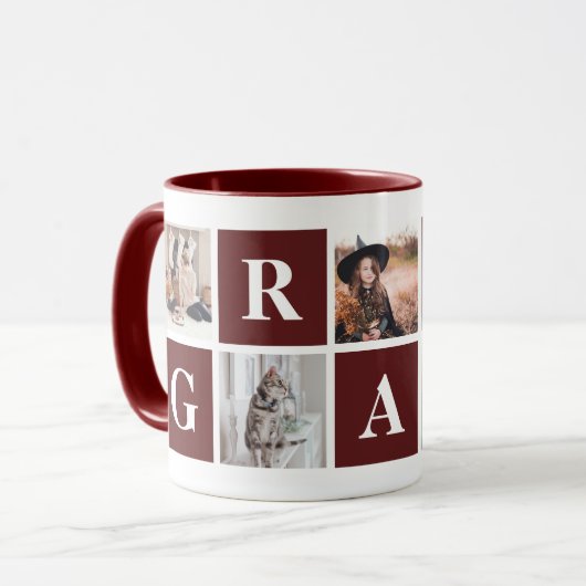 Red Foto Collage Personalisierte Fehler für Oma Tasse (Vorderseite Links)