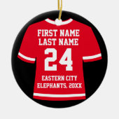 Red Foto Football Soccer Hockey Sports Jersey Keramik Ornament (Vorne)