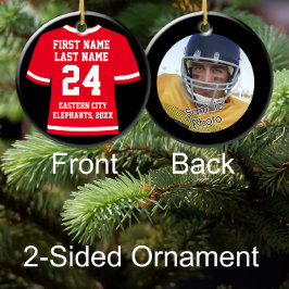 Red Foto Football Soccer Hockey Sports Jersey Keramik Ornament