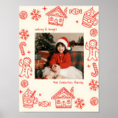Red Foto Hand Drawn Doodle Whimsical Weihnachten Poster (Vorne)
