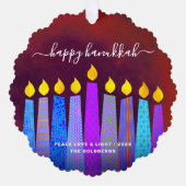 Red Foto Hanukkah Menorah Candles Modern Boho Ornament Karte (Vorderseite)