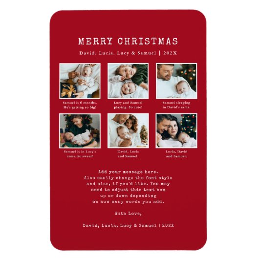 Red Foto Holiday Magnet (Vertikal)