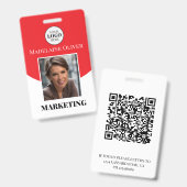 Red Foto Logo und QR-Code Name des Mitarbeiters Ausweis (Front & Back)