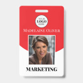 Red Foto Logo und QR-Code Name des Mitarbeiters Ausweis (Front)