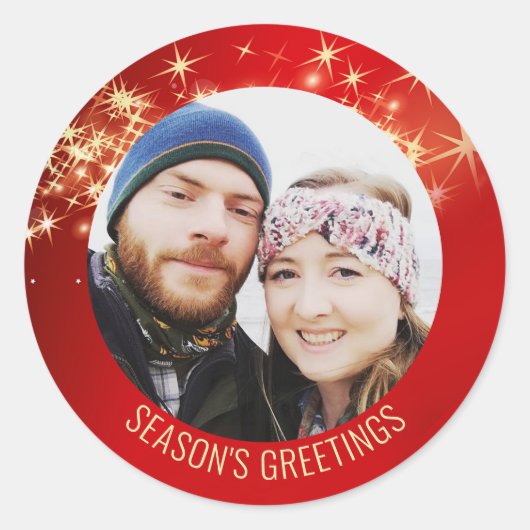 Red Foto Saison Classic Round Sticker (Vorderseite)