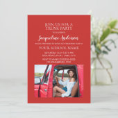 Red Foto Uni Trunk Party Dorm Dusche Einladung (Stehend Vorderseite)