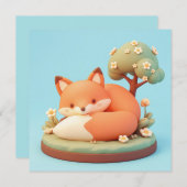 Red Fox 3D Clay Style Floral Tree Postcard (Vorne/Hinten)